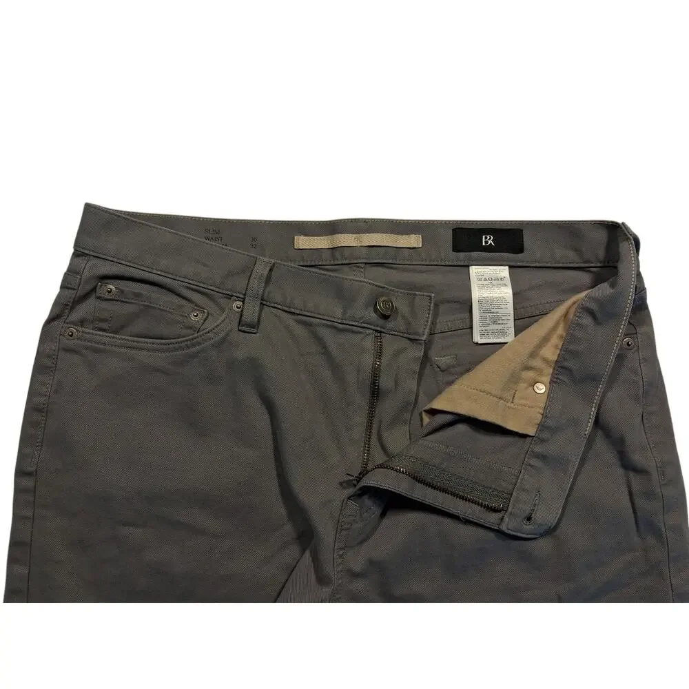 Banana Republic Slim Twill Traveler Pants Men's 36x32 Smoke Signal Gray Stretch